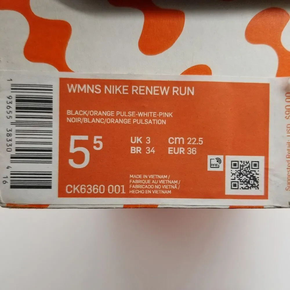 Nike Women's Renew Run Running‎ Shoes Size 5.5 Black Orange Pink Sneakers - Picture 2 of 7